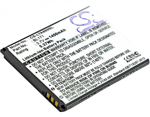 Аккумулятор (батарея) CS-LTA600SL, BL171 для телефона Lenovo A390, 3.7В, 1450мАч, 5.37Wh