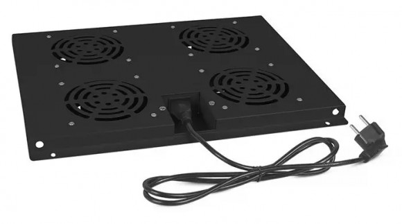 Cabeus TRAY-60-BK Модуль вентиляторный с 4-я вентиляторами для установки в напольные шкафы серии SH-05C, ND-05C глубиной 600мм, цвет черный (RAL 9004)
