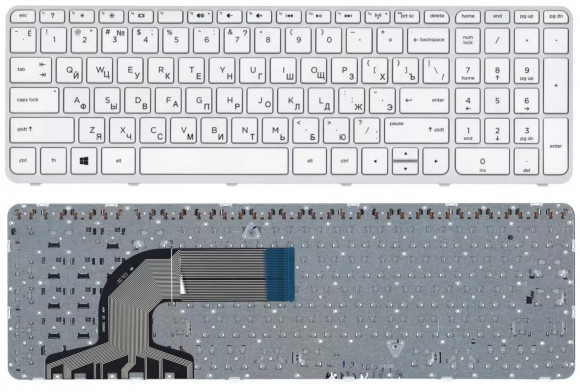 Клавиатура для ноутбука HP Pavilion 15-e белая с рамкой