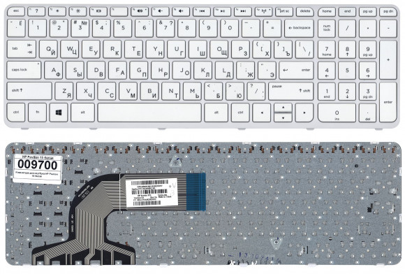 Клавиатура для ноутбука HP Pavilion 15-e белая с рамкой