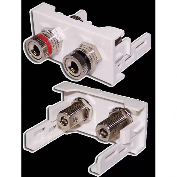 Розетка Mosaic 22.5x45 с адаптером BC-043, белая, Lanmaster, LAN-WA-LP-SPK-WH