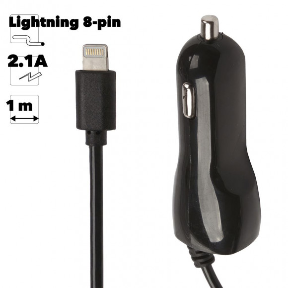 Автомобильное зарядное устройство "LP" 2.1 А для Apple 8-pin (черный, европакет)
