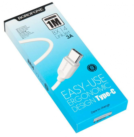 Кабель USB BOROFONE BX14 для Type-C, 3.0А, длина 1м, белый
