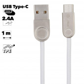 USB кабель Zetton USB SyncCharge Round Snake TPE Data Cable USB to USB-C круглый пластиковые разьемы (белый) ZTUSBRSETWEUC