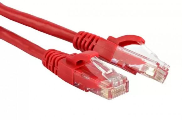 Патч-корд RJ45 - RJ45, 4 пары, UTP, категория 5е, 1.5 м, красный, LANMASTER, LAN-45-45-1.5-RD