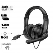 Гарнитура игровая Hoco W103 Magic Tour Gaming Headphones накладная стерео, черная Гарнитура игровая Hoco W103 Magic Tour Gaming Headphones накладная стерео, черная