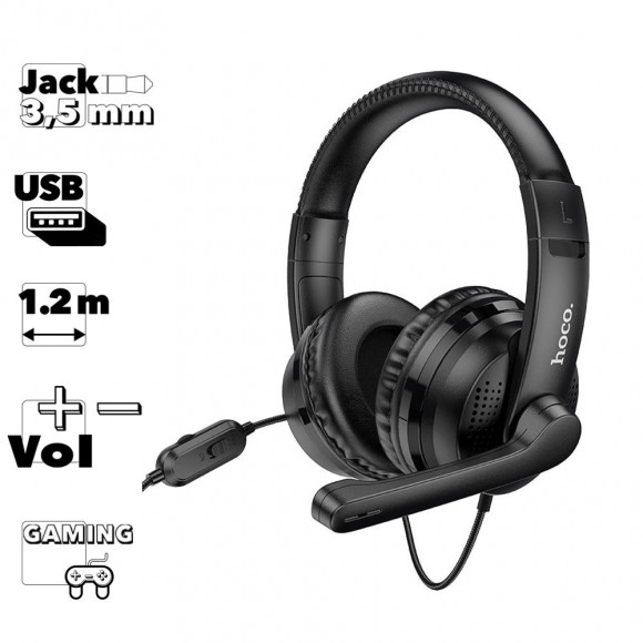 Гарнитура игровая Hoco W103 Magic Tour Gaming Headphones накладная стерео, черная