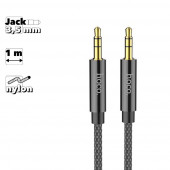 Аудиокабель Hoco UPA19 3.5мм, 1м, нейлон, черный Аудиокабель Hoco UPA19 3.5мм, 1м, нейлон, черный