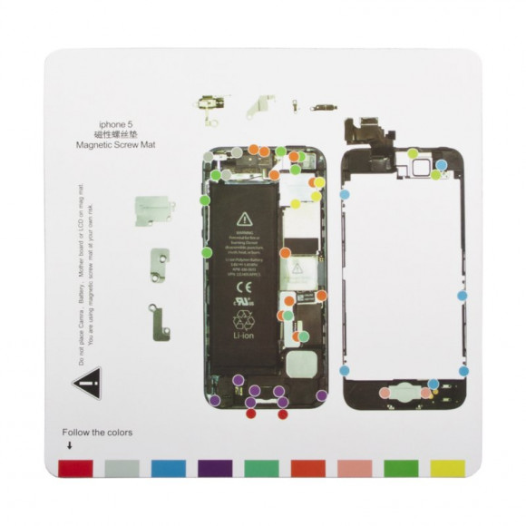 Магнитный коврик для ремонта iPhone 5 (со схемой разбора)