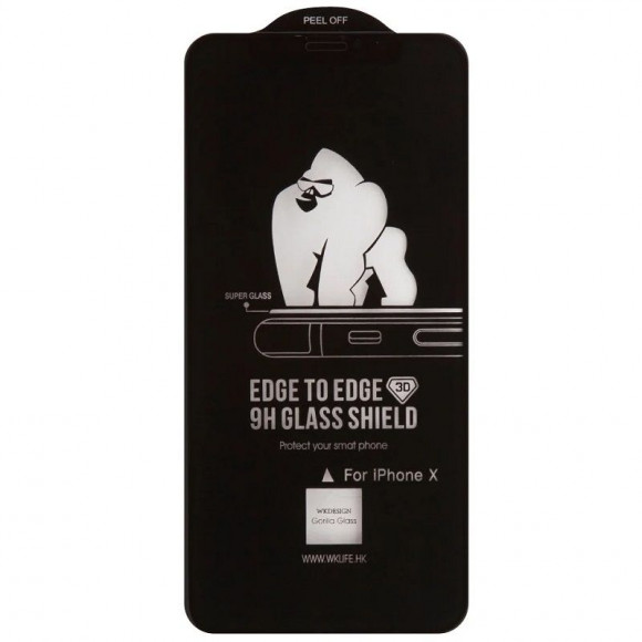 Защитное стекло для Apple iPhone X WK Kingkong Series 3D Full Cover Curved Edge Tempered Glass, черное