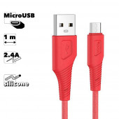 USB кабель Hoco X58 Airy MicroUSB, 2.4А, 1м, силикон, красный