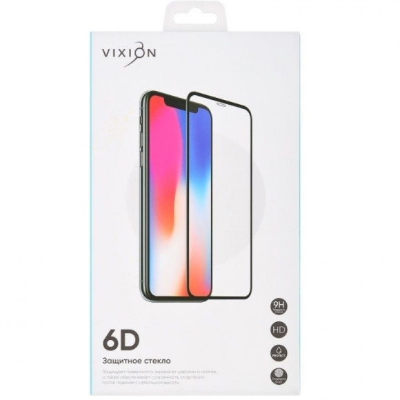 Защитное стекло 6D для Xiaomi Redmi 10, черный (Vixion)