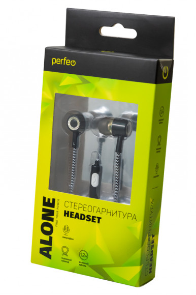 Perfeo Alone PF_A4479 c микрофоном, тканевый провод, черно-серые BL1