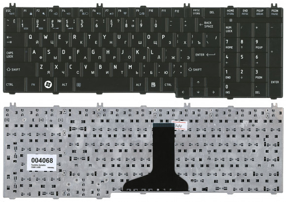 Клавиатура для ноутбука Toshiba Satelite C650 L650 L670 глянцевая, черная