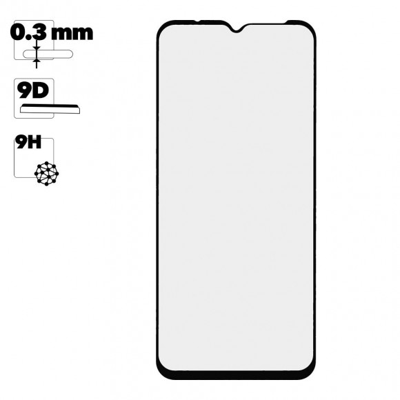 Защитное стекло для Xiaomi Redmi 9A Edge To Edge 9H Glass Shield 9D 0, 3 мм (желтая подложка)