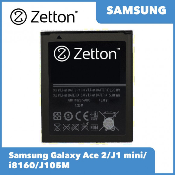 Аккумулятор Zetton для Samsung Galaxy Ace 2, J1 mini, i8160, J105M 1500 mAh, Li-Ion аналог EB425161LU