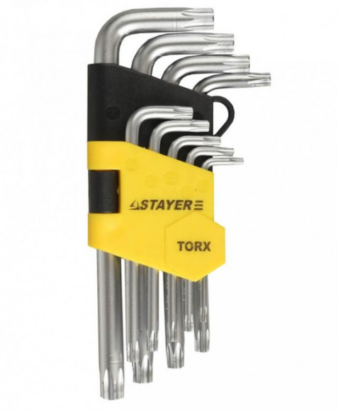 Ключи имбусовые короткие STAYER 9 шт., Cr-V 2743-H9