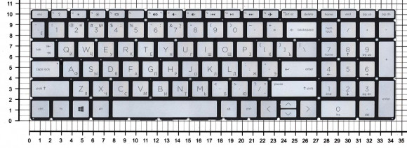 Клавиатура для ноутбука HP 15-DB000, серебристая Клавиатура для ноутбука HP 15-DB000, серебристая