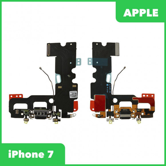 Системный разъем (разъем зарядки) для iPhone 7, микрофон (черный) Premium Quality