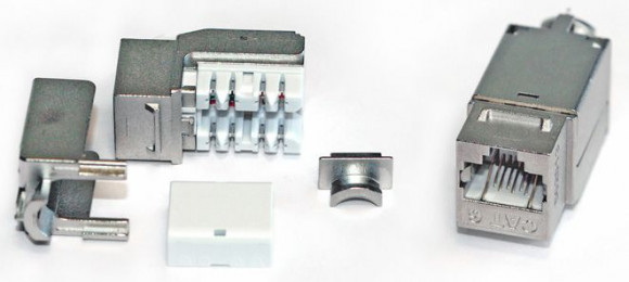 KJNE-8P8C-C6-90-SH-F-WH Вставка Keystone Jack RJ-45(8P8C), категория 6, экранированная, 110 IDC, заделка с помощью NE-TOOL, белая Hyperline