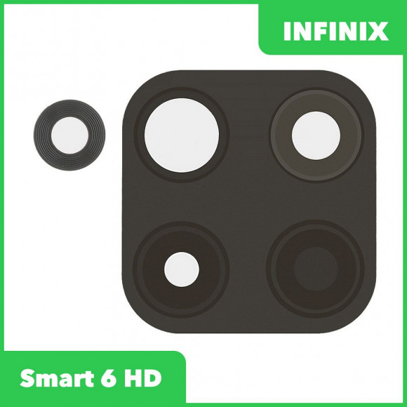 Стекло задней камеры для Infinix Smart 6 HD (X6512) (без рамки) (черный)