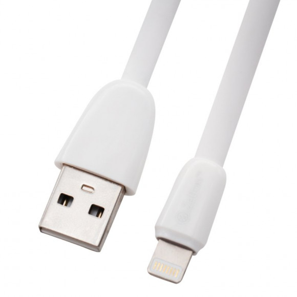 USB кабель Zetton USB SyncCharge Flat Glossy TPE Data Cable USB to Lightning плоский пластиковые разьемы (белый) ZTUSBFGTWEA8