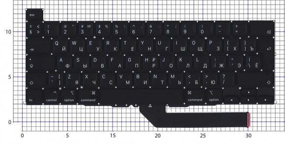 Клавиатура для ноутбука Apple MacBook Pro 16 Retina A2141 Late 2019 Г-образный Enter