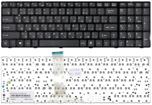 Клавиатура для ноутбука MSI A6200 CX605 CR630 CX705, черная Клавиатура для ноутбука MSI A6200 CX605 CR630 CX705, черная