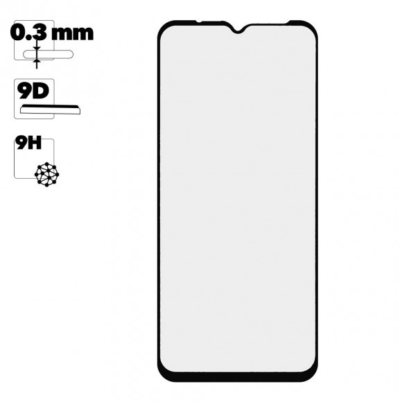 Защитное стекло для Xiaomi Redmi 9C Edge To Edge 9H Glass Shield 9D 0, 3 мм (желтая подложка)