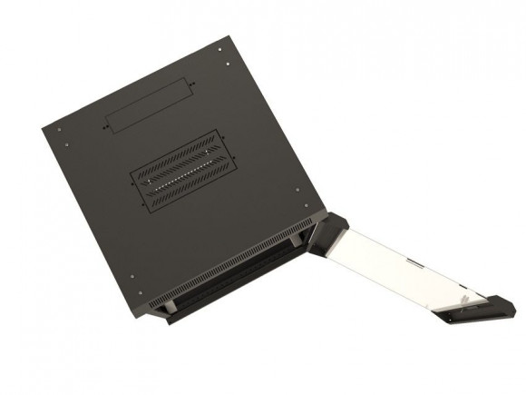 TWB-2245-GP-RAL9004 Шкаф настенный 19-дюймовый (19';), 22U, 1086x600х450мм, стеклянная дверь с перфорацией по бокам, ручка с замком, цвет черный (RAL