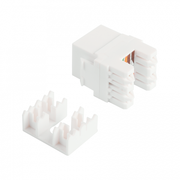 Вставка Keystone RJ-45, категория 6, белая, со встроенной шторкой, 180 градусов, LANMASTER LAN-OK45U6/180P-WH