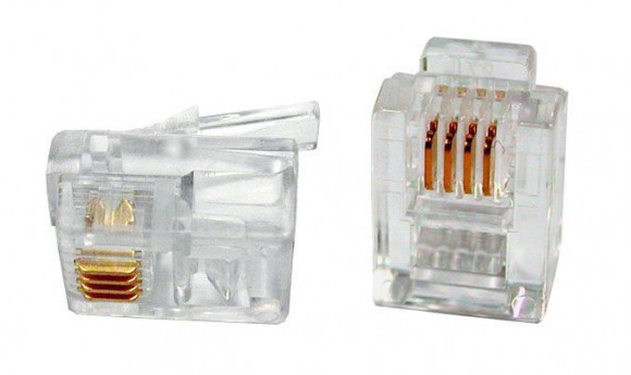 PLUG-6P4C-P-C2-100 Телефонный разъем RJ-12(6P4C) (3 µ"/ 3 микродюйма) (100 шт) Hyperline