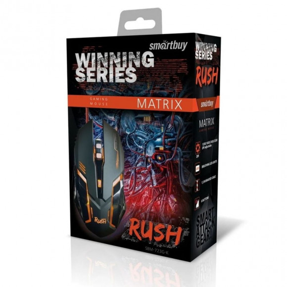Мышь игровая проводная Smartbuy RUSH Matrix черная (SBM-723G-K) Мышь игровая проводная Smartbuy RUSH Matrix черная (SBM-723G-K)