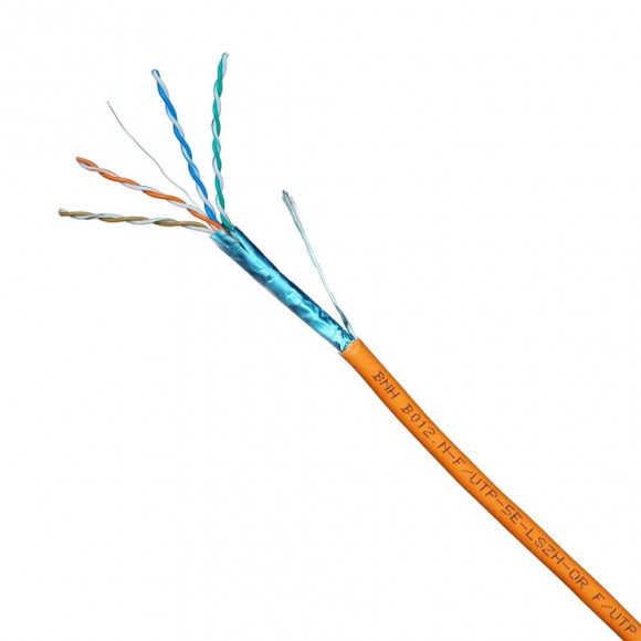 Кабель витая пара BNH, F/UTP, 4 пар., кат. 5е, проводник Ø 0,51мм, AWG24, LSZH (нг(A)-HF), 100МГц, 1м (коробка 305м), тип прокладки: внутри зданий