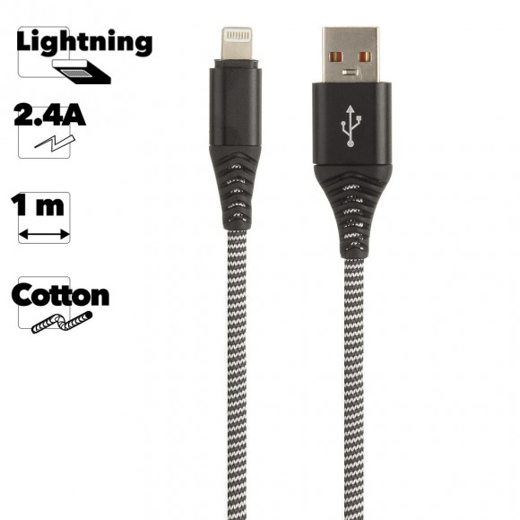 USB кабель "LP" для Apple 8-pin Носки (черный, блистер)