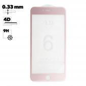 Защитное стекло "LP" для Apple iPhone 6, 6S Plus 4D, гибридное стекло, акриловая рамка, розовое