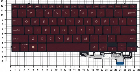 Клавиатура для ноутбука Asus ZenBook S UX391FA красная с подсветкой