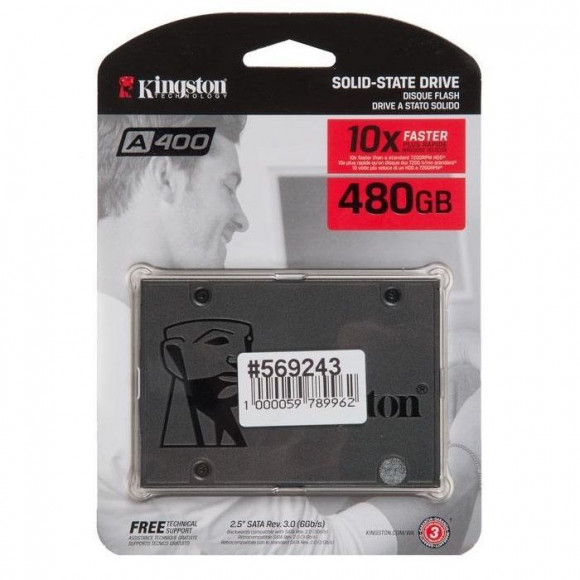 Твердотельный накопитель SSD Kingston SATA III 480GB SA400S37/480G