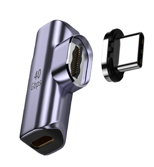 Переходник USB 4 Type C мама-папа угловой с магнитным разъёмом тип 1