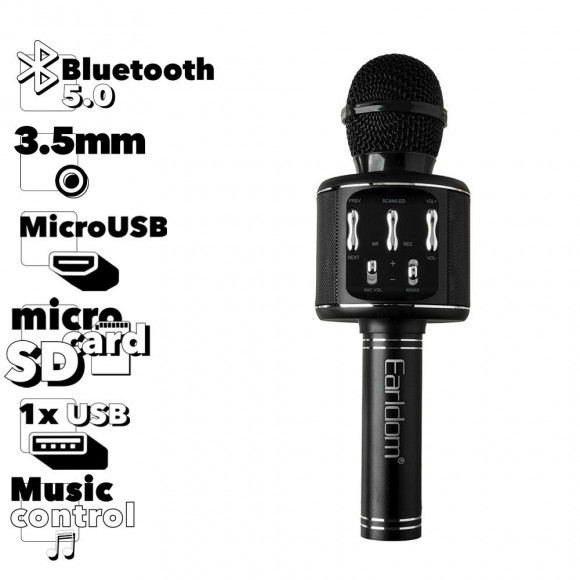 Караоке-микрофон Earldom ET-MC2 BT 4.2, TWS, 5W (черный)