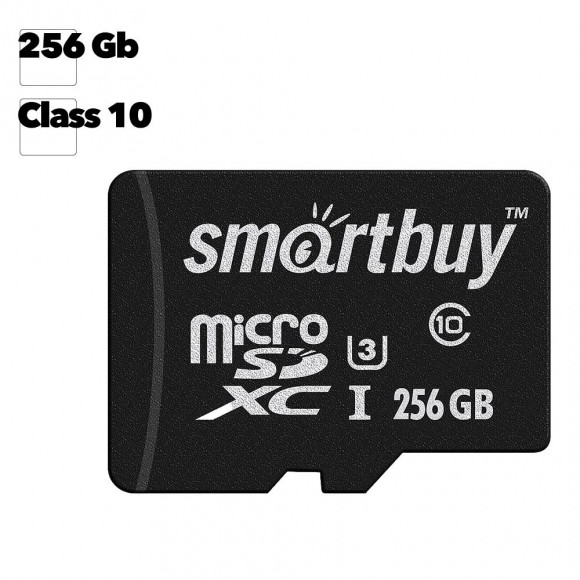 Карта памяти SmartBuy MicroSD 256GB (class 10), с адаптером