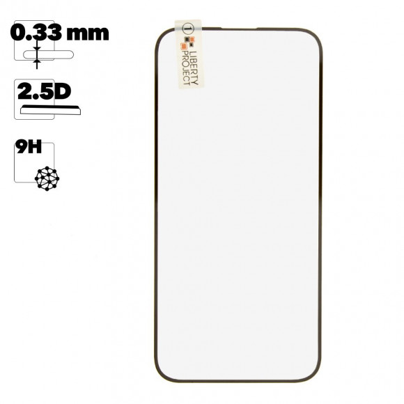 Защитное стекло "LP" для iPhone 14 Pro Max Thin Frame Full Glue с рамкой 0,33 мм 2,5D 9H (черное)
