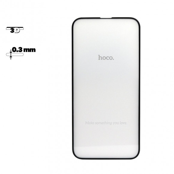 Защитное стекло Hoco Nano для Apple iPhone 13 Max 3D, A12, 0.3 мм с черной рамкой