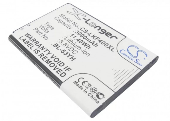Аккумулятор (батарея) CameronSino CS-LKF400XL, BL-53YH для телефона LG G3 Stylus D690, 3.8В, 3000мАч, 11.40Wh