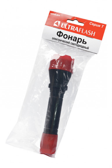 Фонарь ULTRAFLASH 6102-ТН 1LED (черно-красный) BL1