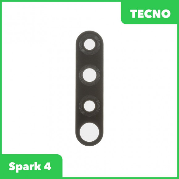 Стекло задней камеры для Tecno Spark 4 (KC8) (без рамки) (черный)
