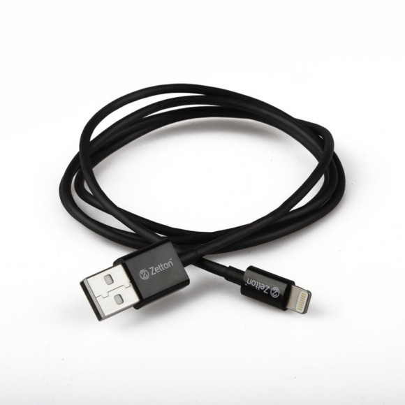USB кабель передачи данных Zetton MFi разъем для Apple Lightning 8 pin черный (ZTUSBMFI1A8)