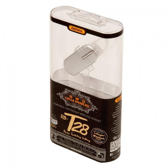 Гарнитура REMAX RB-T28 Bluetooth 4.2, 80 мАч, серебристый