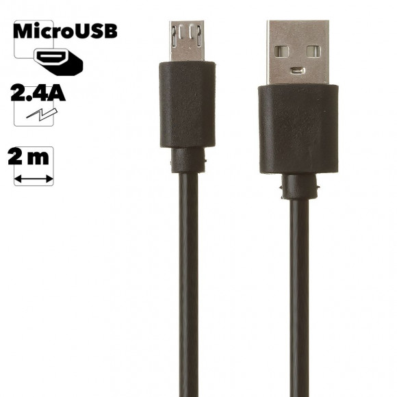 USB кабель "LP" MicroUSB, 2 метра (европакет, черный)