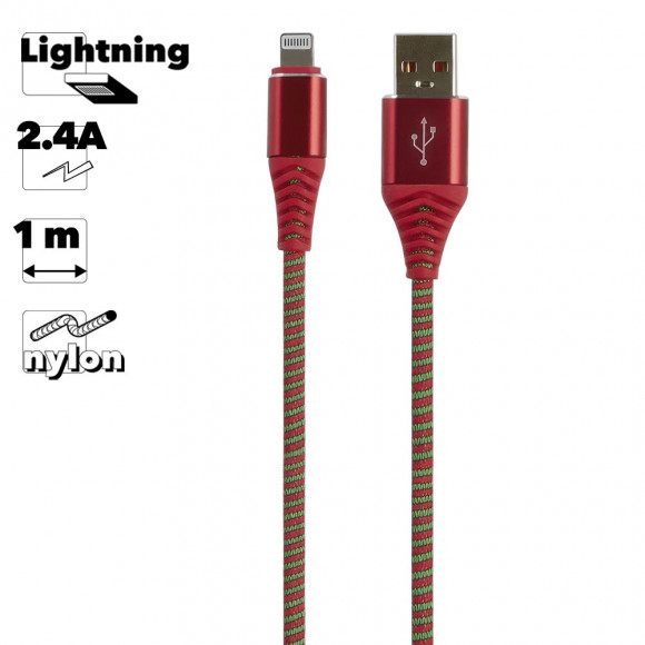 USB кабель "LP" для Apple 8-pin Носки (красный, блистер)